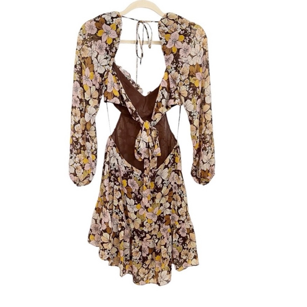 🔥 🔥 Summer Sale! Floral Long Sleeve Dress in Earth Tones - Picture 6 of 7